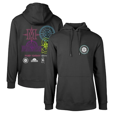 Men's Levelwear Black Seattle Mariners Podium Vintage Pullover Hoodie