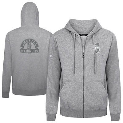 Sweat à capuche zippé gris pour homme Levelwear Seattle Mariners Podium Banner Arch