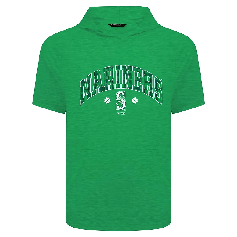 Men's Levelwear Green Seattle Mariners St. Patrick's Day Phase Plaid Short Sleeve T-Shirt Hoodie