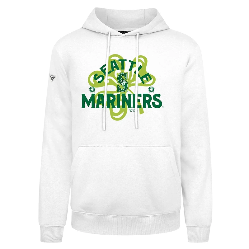 Sweat à capuche blanc pour homme Levelwear Seattle Mariners St. Patrick's Day Podium Shamrock