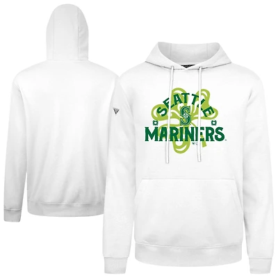 Men's Levelwear  White Seattle Mariners St. Patrick's Day Podium Shamrock Pullover Hoodie