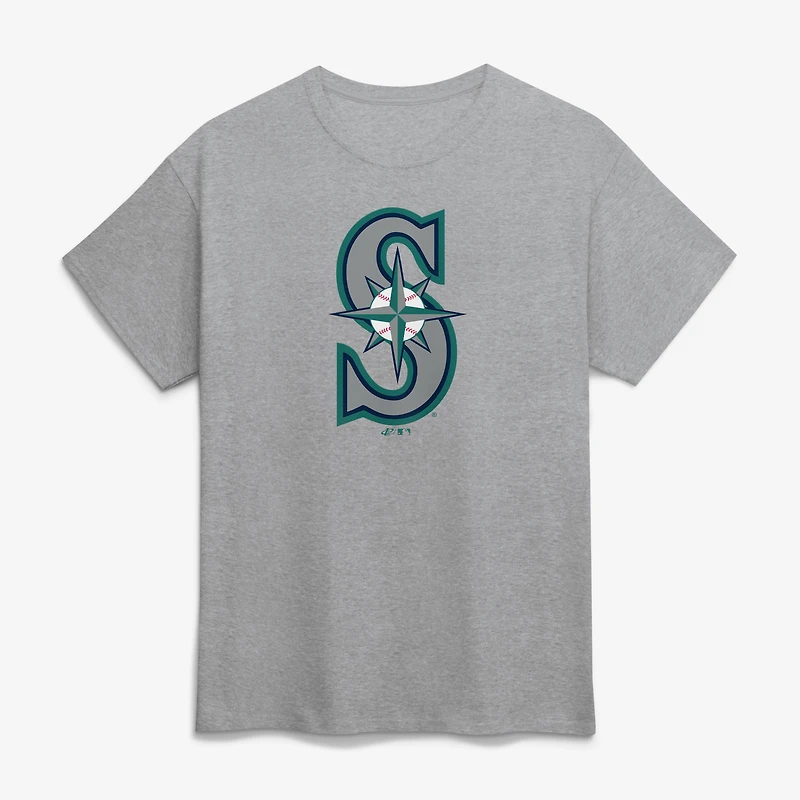 T-shirt officiel Seattle Mariners bleu marine pour homme, logo athlétique