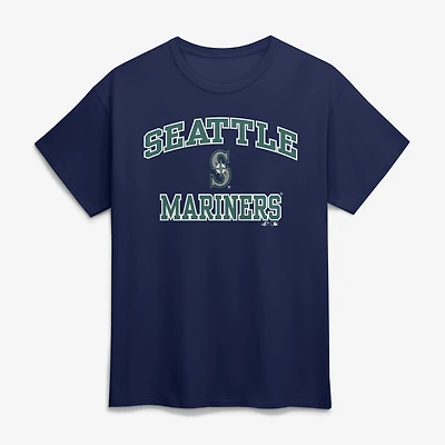 Men's Logo Athletic Navy Seattle Mariners Heart and Soul T-Shirt