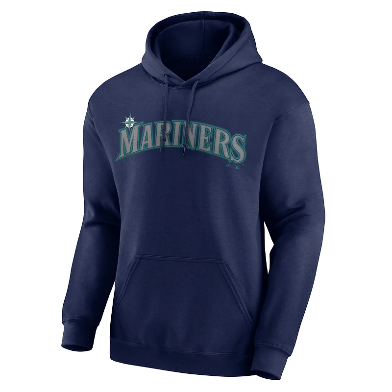 Men's Logo Athletic Navy Seattle Mariners Wordmark Hoodie