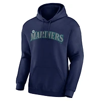 Men's Logo Athletic Navy Seattle Mariners Wordmark Hoodie