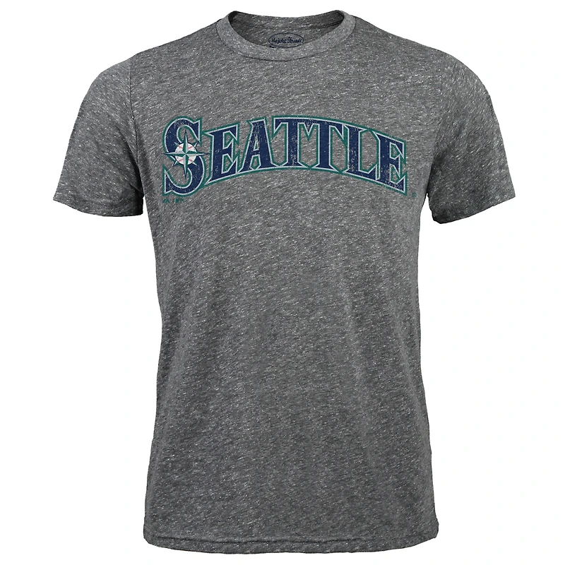 Men's Majestic Threads Hisashi Iwakuma Gray Seattle Mariners Premium Tri-Blend Name & Number T-Shirt