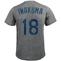 Majestic Threads Hisashi Iwakuma Gris Seattle Mariners Premium T-shirt à trois mélanges avec nom et numéro