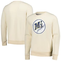 Men's Majestic Threads Oatmeal Seattle Mariners Fleece Pullover Sweatshirt