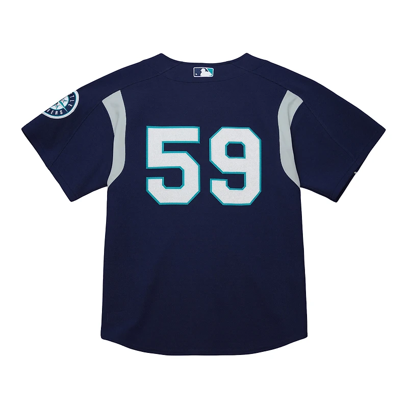 Maillot d'entraînement au bâton bleu marine Mitchell & Ness Felix Hernandez pour homme, collection Cooperstown, des Seattle Mariners