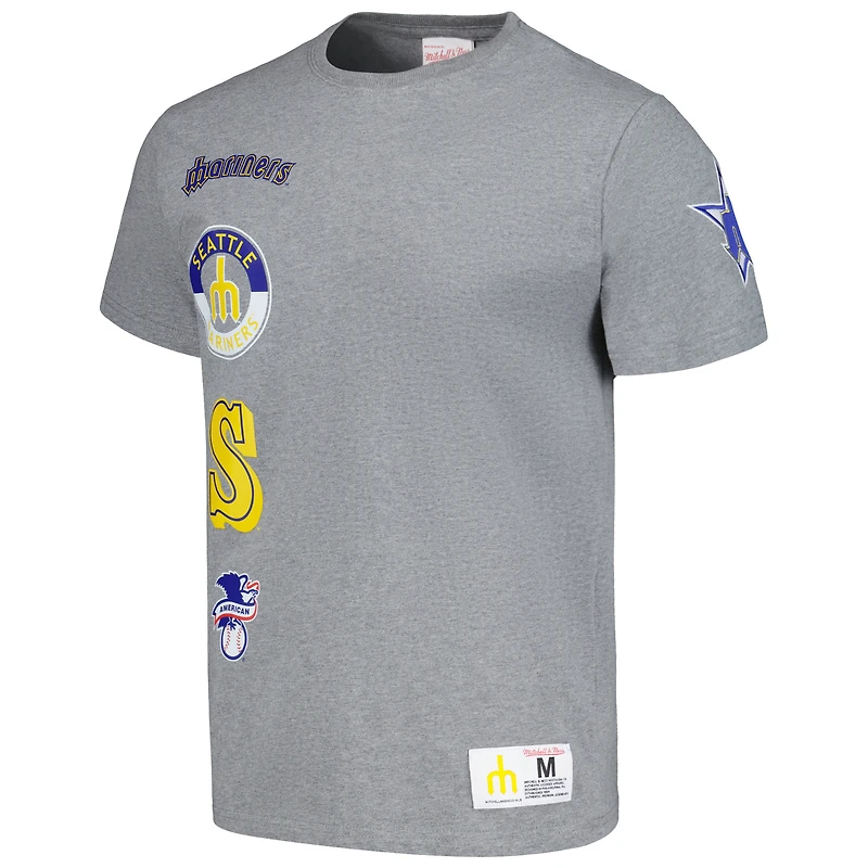 T-shirt Mitchell & Ness Heather Grey Seattle Mariners Cooperstown Collection City pour homme