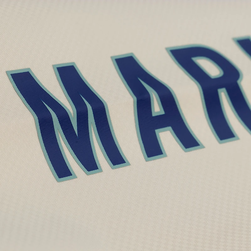 Men's Mitchell & Ness Ichiro Suzuki Cream Seattle Mariners Full-Snap Yacht Rock Name Number Hooded Coach's Jacket