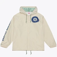 Men's Mitchell & Ness Ichiro Suzuki Cream Seattle Mariners Full-Snap Yacht Rock Name Number Hooded Coach's Jacket