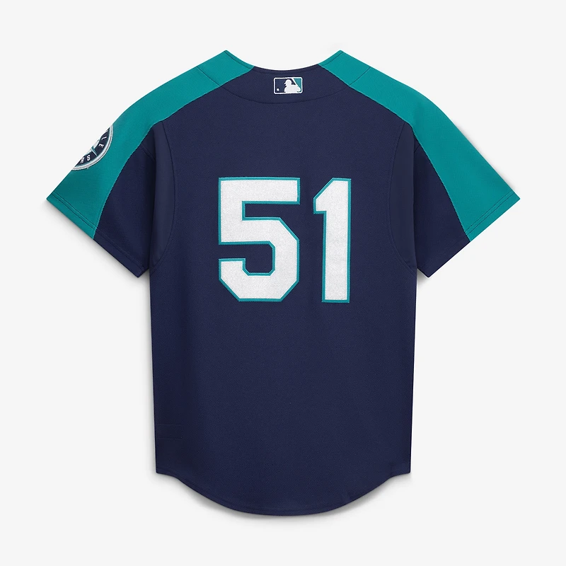 Maillot d'entraînement à la batte Mitchell & Ness Ichiro Suzuki bleu marine Seattle Mariners 2006 Cooperstown pour homme