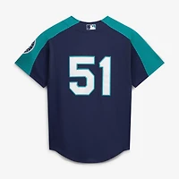 Maillot d'entraînement à la batte Mitchell & Ness Ichiro Suzuki bleu marine Seattle Mariners 2006 Cooperstown pour homme