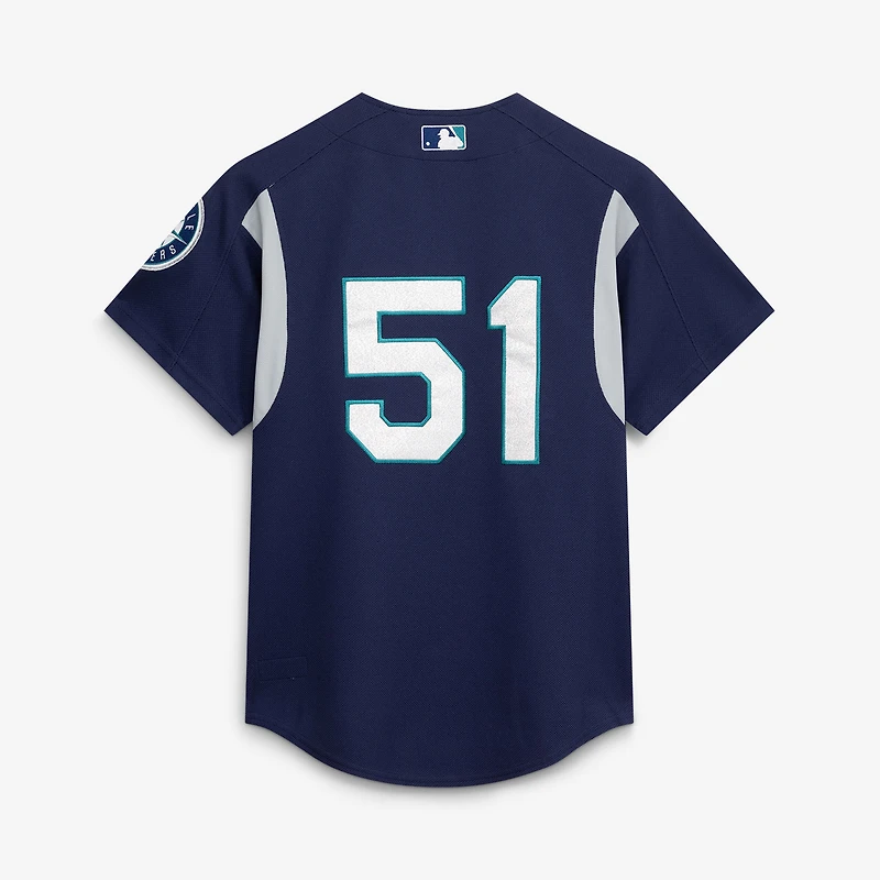 Maillot d'entraînement au bâton Mitchell & Ness Ichiro Suzuki bleu marine Seattle Mariners Cooperstown Collection pour homme