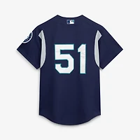 Maillot d'entraînement au bâton Mitchell & Ness Ichiro Suzuki bleu marine Seattle Mariners Cooperstown Collection pour homme