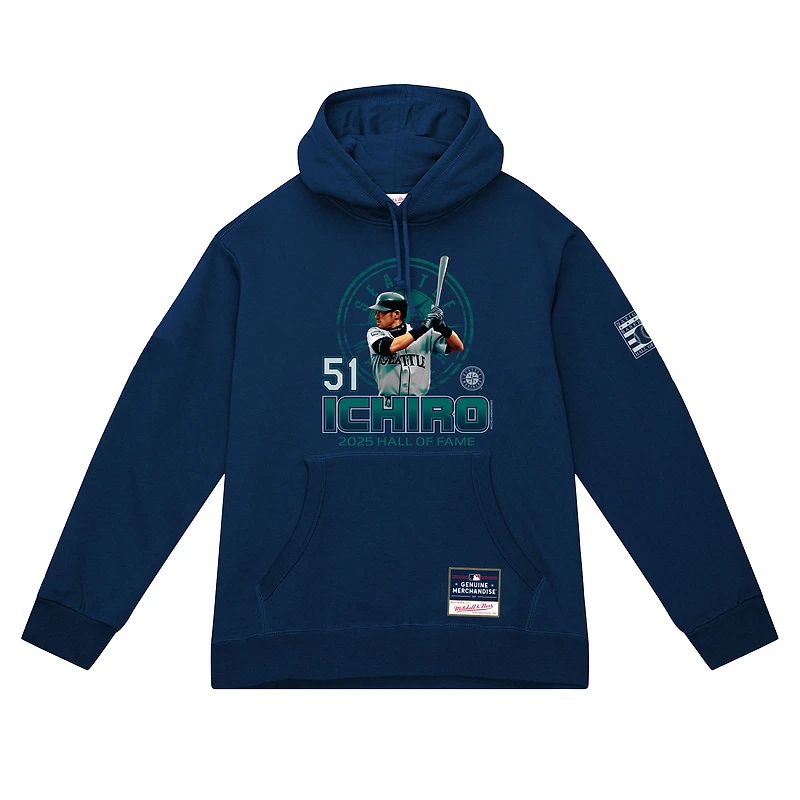 Men's Mitchell & Ness Ichiro Suzuki Navy Seattle Mariners Hall of Fame Hitter Hoodie