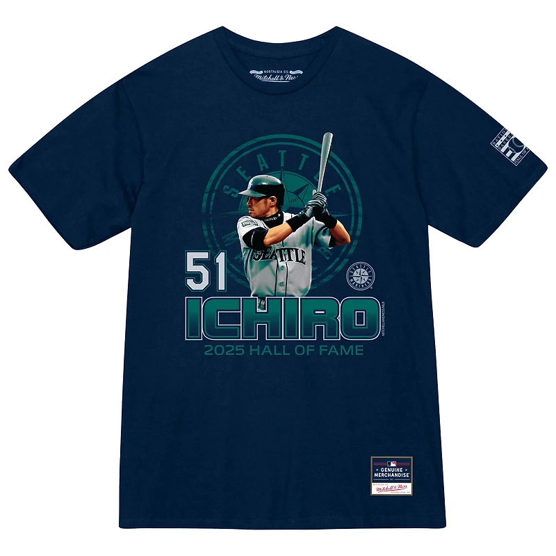 Men's Mitchell & Ness Ichiro Suzuki Navy Seattle Mariners Hall of Fame Hitter T-Shirt