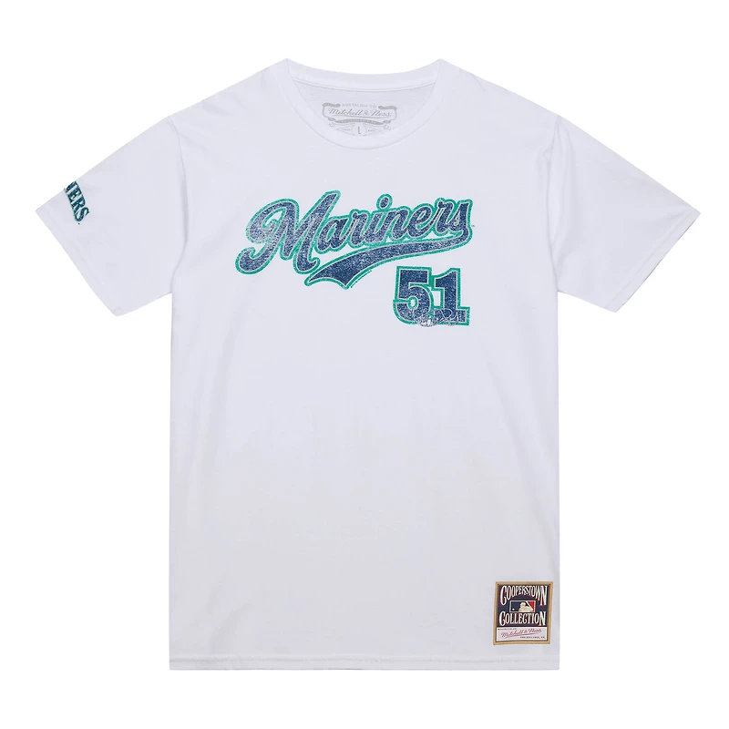 Men's Mitchell & Ness Ichiro Suzuki White Seattle Mariners Cooperstown Collection Player T-Shirt