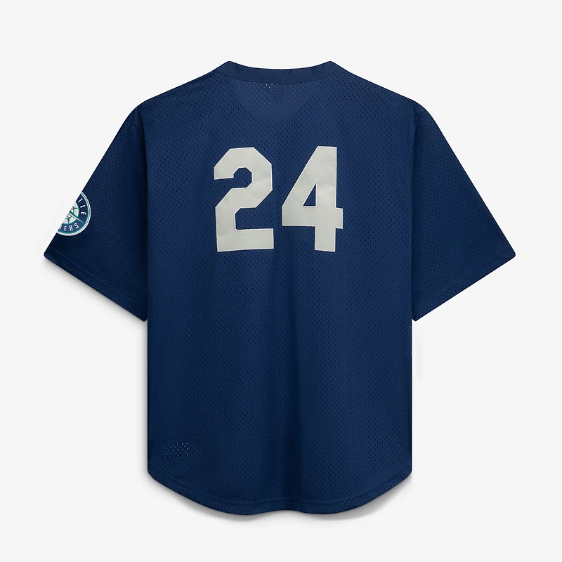 Maillot d'entraînement au bâton Mitchell & Ness bleu marine Seattle Mariners pour homme, grandes tailles, collection Cooperstown, en maille.
