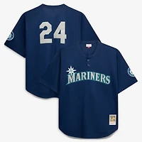 Maillot d'entraînement au bâton Mitchell & Ness bleu marine Seattle Mariners pour homme, grandes tailles, collection Cooperstown, en maille.
