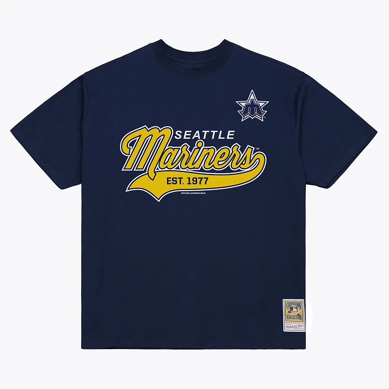 T-shirt Mitchell & Ness bleu marine Seattle Mariners pour homme