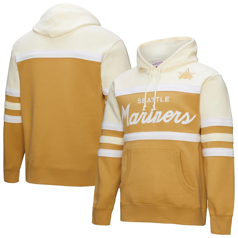 Sweat à capuche Mitchell & Ness pour homme, couleur beige/crème, entraîneur des Seattle Mariners