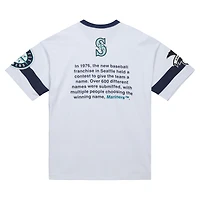 T-shirt blanc premium Mitchell & Ness pour homme, collection Cooperstown, Seattle Mariners, Team Origins