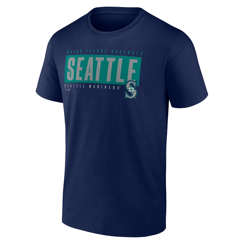 Men's  Navy Seattle Mariners Blocked Out T-Shirt
