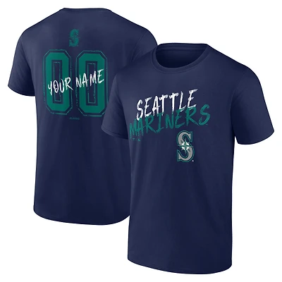 T-shirt personnalisé Seattle Mariners Hustle pour homme, bleu marine, avec nom et numéro