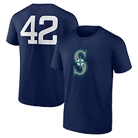 T-shirt bleu marine pour homme avec nom et numéro Jackie Robinson Day des Seattle Mariners