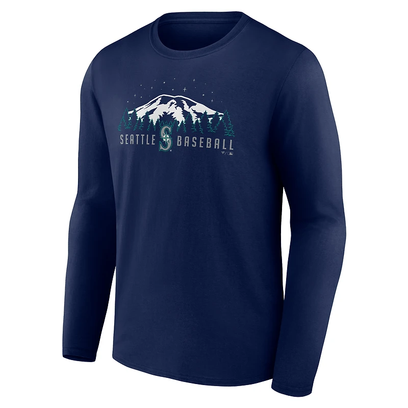 T-shirt à manches longues bleu marine Seattle Mariners Mountains pour homme
