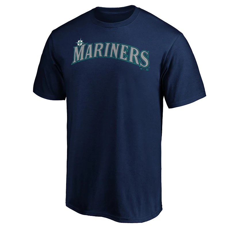 Men's  Navy Seattle Mariners Official Wordmark T-Shirt