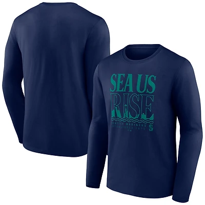 Men's Navy Seattle Mariners Sea Us Rise Long Sleeve T-Shirt