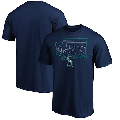 T-shirt bleu marine pour homme, équipe Adrenaline des Seattle Mariners