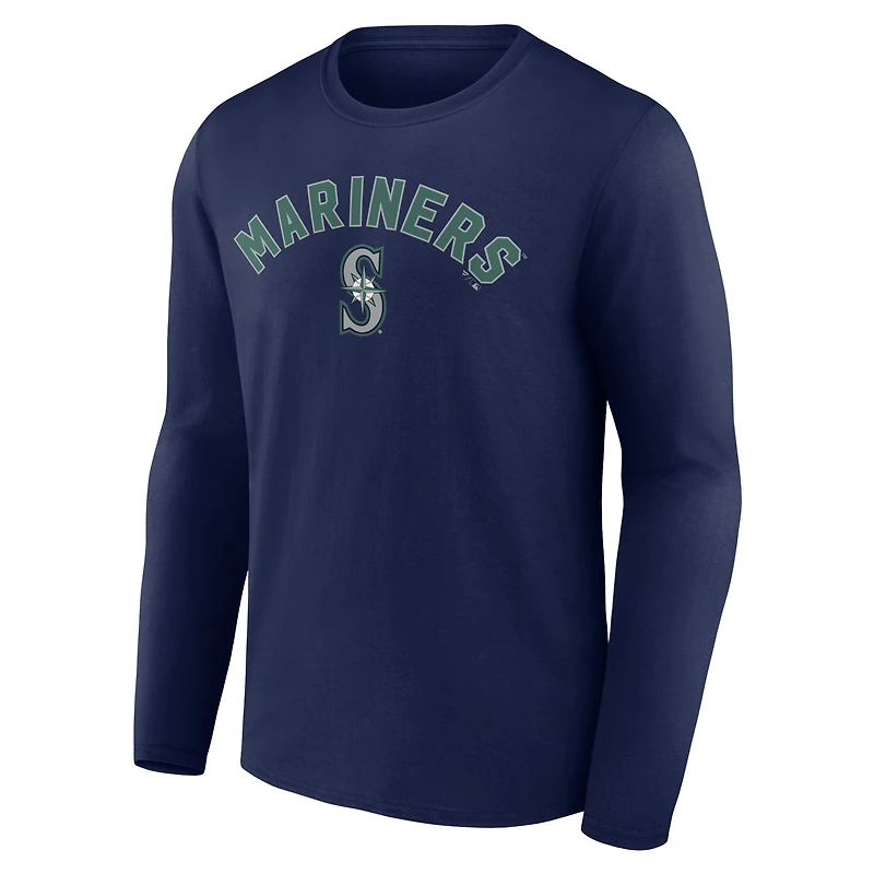 Men's Navy Seattle Mariners Winning Streak Custom Long Sleeve T-Shirt