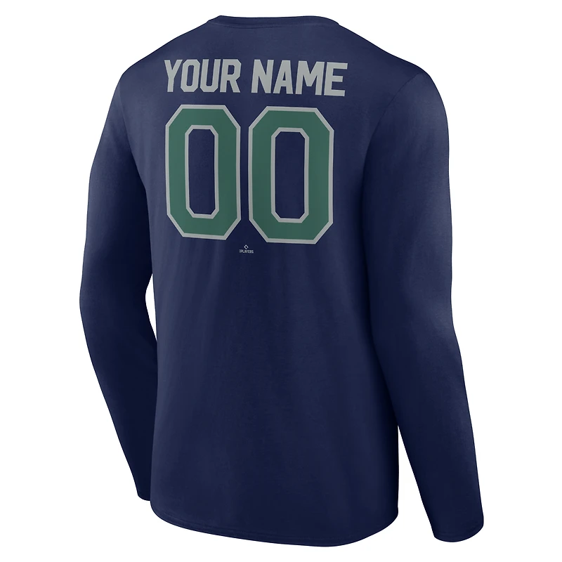 Men's Navy Seattle Mariners Winning Streak Custom Long Sleeve T-Shirt