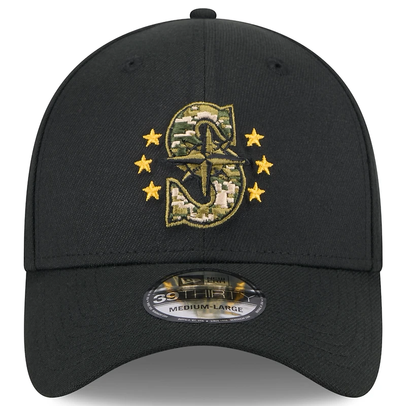 Men's New Era  Black Seattle Mariners 2024 Armed Forces Day 39THIRTY Flex Hat