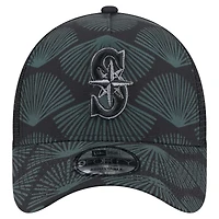 Men's New Era  Black Seattle Mariners 9FORTY A-Frame Trucker Adjustable Hat