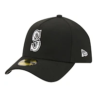 Men's New Era  Black Seattle Mariners A-Frame 59FORTY Fitted Hat