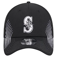 Casquette flexible Active Dash Mark 39THIRTY des Seattle Mariners New Era pour hommes, noire