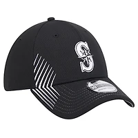 Casquette flexible Active Dash Mark 39THIRTY des Seattle Mariners New Era pour hommes, noire