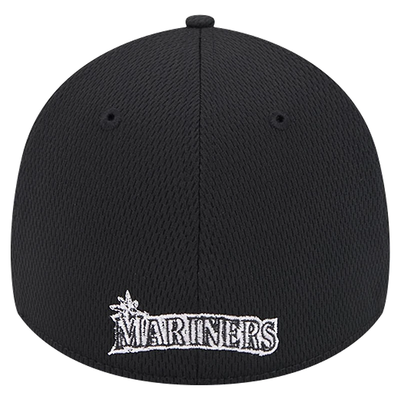 Casquette flexible Active Dash Mark 39THIRTY des Seattle Mariners New Era pour hommes, noire