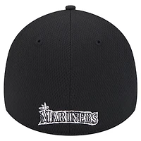 Casquette flexible Active Dash Mark 39THIRTY des Seattle Mariners New Era pour hommes, noire