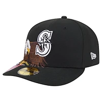 Casquette ajustée New Era 59FIFTY noire Seattle Mariners Americana avec aigle à tête blanche pour homme