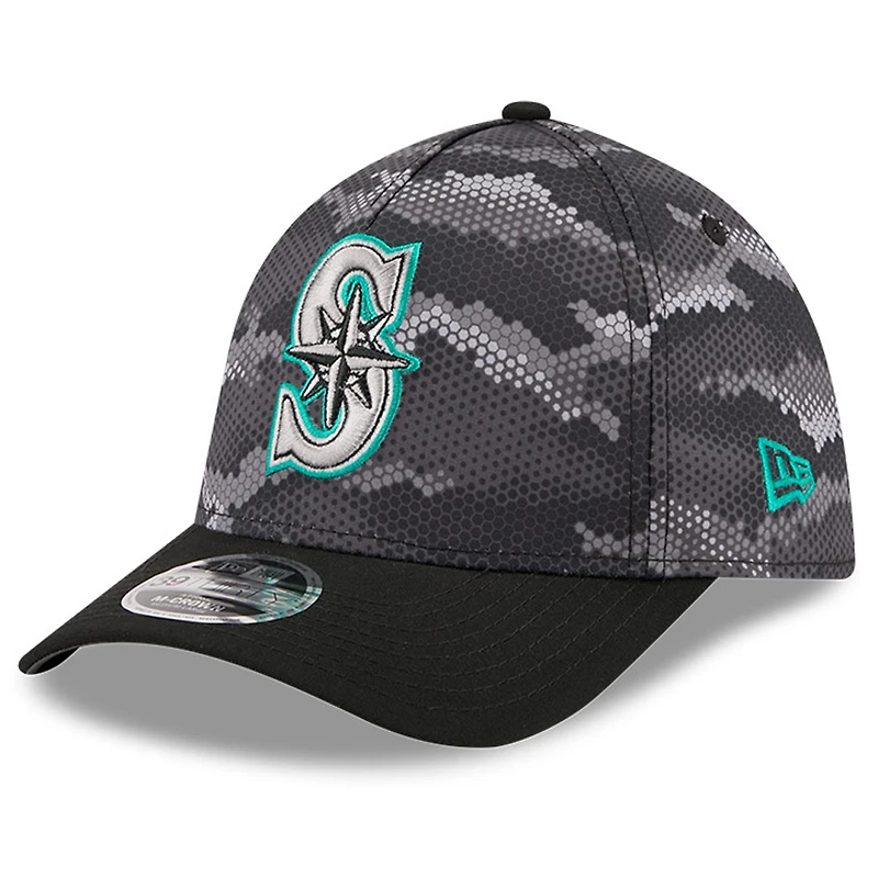Men's New Era Black Seattle Mariners Camo 39THIRTY A-Frame Flex Hat