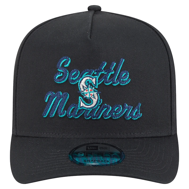 Casquette snapback 9FIFTY A-Frame noire à point de chaînette des Mariners de Seattle de New Era pour homme