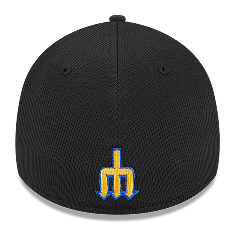 Casquette d'entraînement au bâton City Connect 39THIRTY Flex noire New Era pour homme des Seattle Mariners