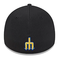 Casquette d'entraînement au bâton City Connect 39THIRTY Flex noire New Era pour homme des Seattle Mariners