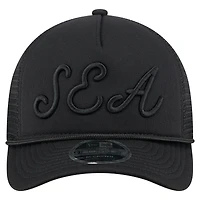 Casquette camionneur ajustable 9FORTY A-Frame M-Crown noire des Seattle Mariners de New Era pour homme